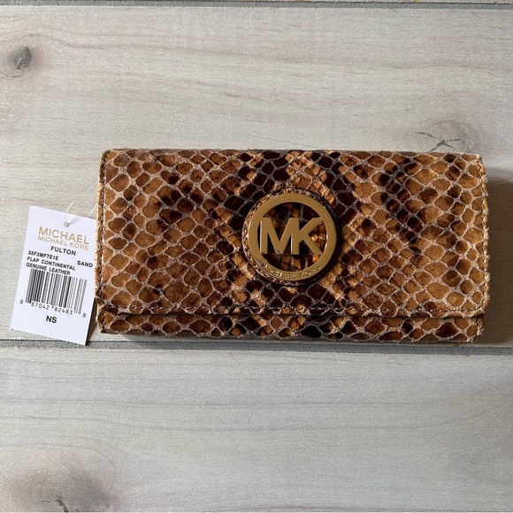 MICHAEL Michael Kors Handbags - NWT 100% Authentic Michael Kors Leather Flap Continental Snakeskin Wallet